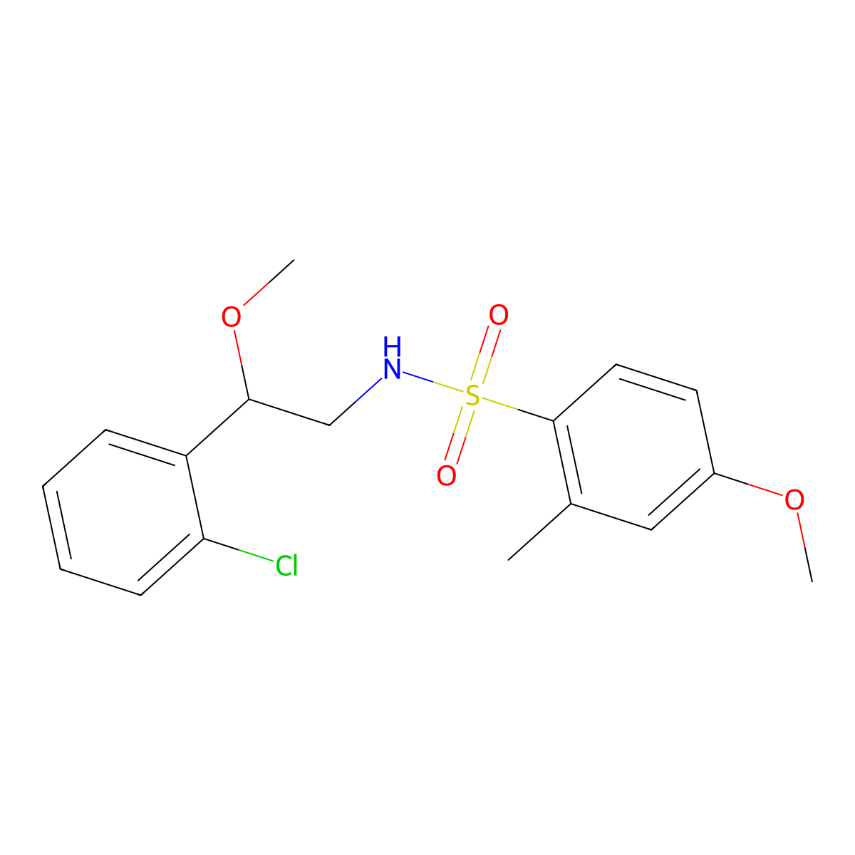 N-(2-(2-chlorophenyl)-2-methoxyethyl)-4-methoxy-2-methylbenzenesulfonamide molecular structure, CAS 1788783-76-5