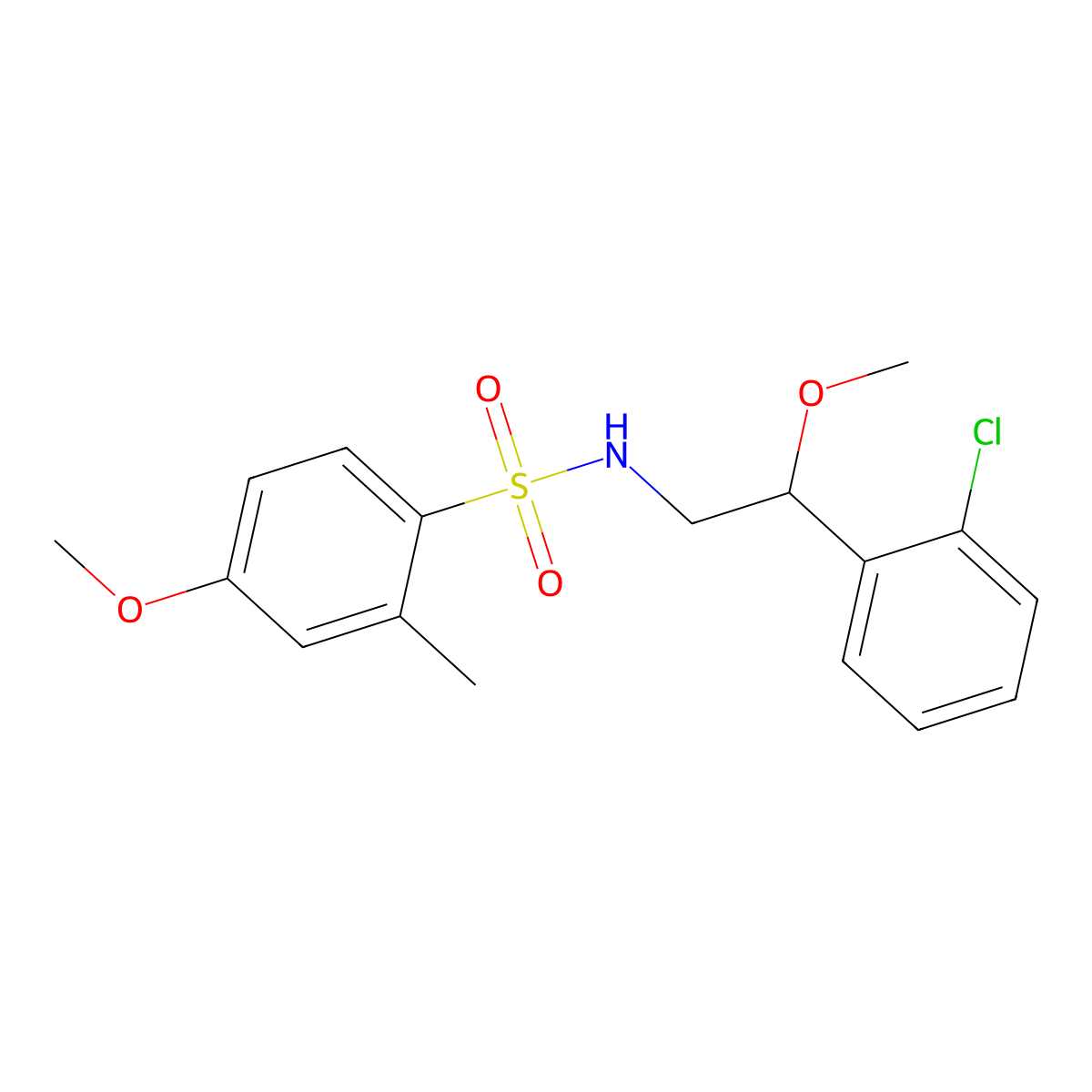 N-(2-(2-chlorophenyl)-2-methoxyethyl)-4-methoxy-2-methylbenzenesulfonamide molecular structure, CAS 1788783-76-5