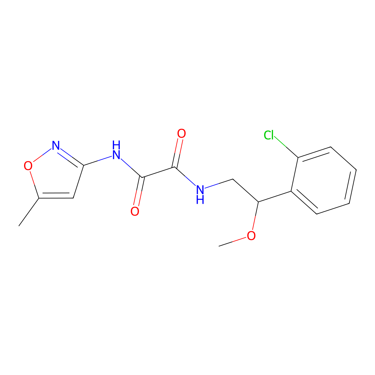N1-(2-(2-chlorophenyl)-2-methoxyethyl)-N2-(5-methylisoxazol-3-yl)oxalamide molecular structure, CAS 1788783-82-3