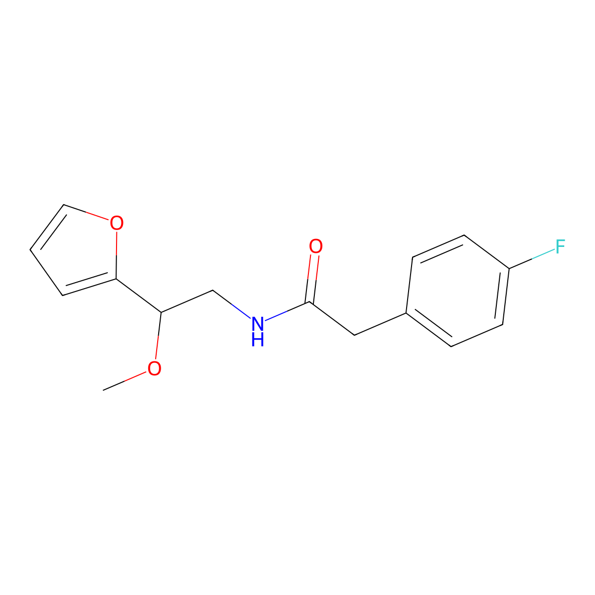 2-(4-fluorophenyl)-N-[2-(furan-2-yl)-2-methoxyethyl]acetamide molecular structure, CAS 1788783-89-0
