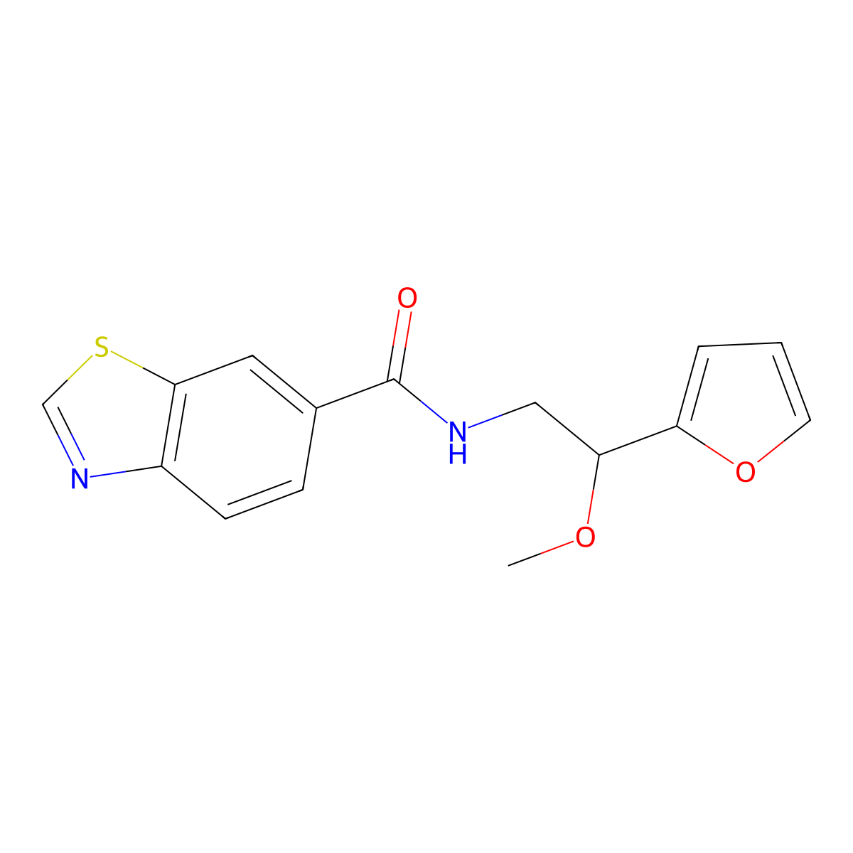 N-(2-(furan-2-yl)-2-methoxyethyl)benzo[d]thiazole-6-carboxamide molecular structure, CAS 1788783-97-0