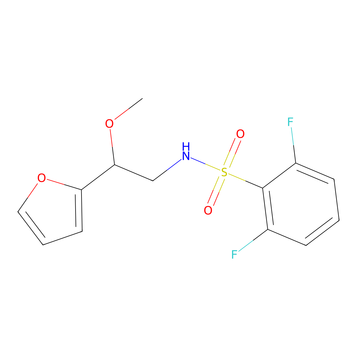 2,6-difluoro-N-(2-(furan-2-yl)-2-methoxyethyl)benzenesulfonamide molecular structure, CAS 1788784-12-2