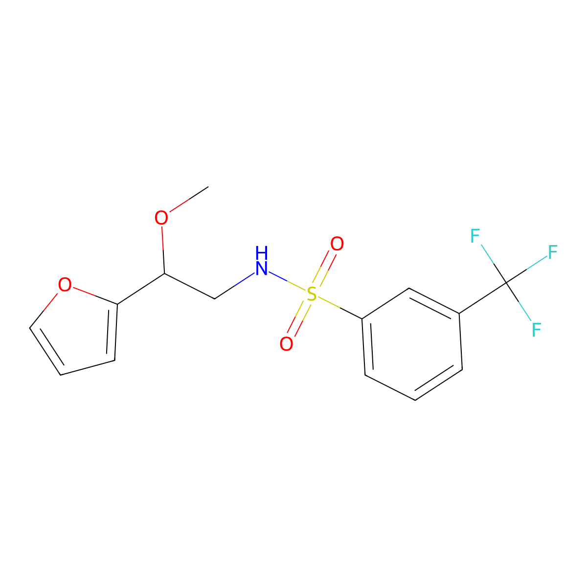 N-(2-(furan-2-yl)-2-methoxyethyl)-3-(trifluoromethyl)benzenesulfonamide molecular structure, CAS 1788784-16-6