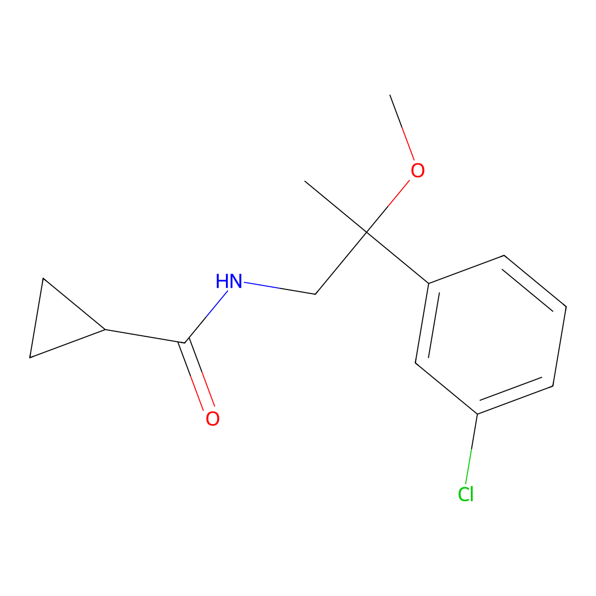 N-[2-(3-chlorophenyl)-2-methoxypropyl]cyclopropanecarboxamide molecular structure, CAS 1788784-20-2