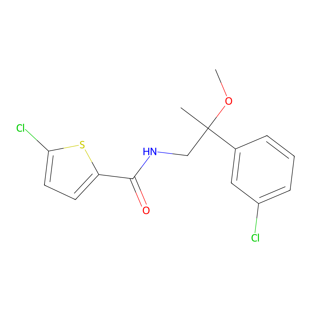 5-chloro-N-[2-(3-chlorophenyl)-2-methoxypropyl]thiophene-2-carboxamide molecular structure, CAS 1788784-24-6