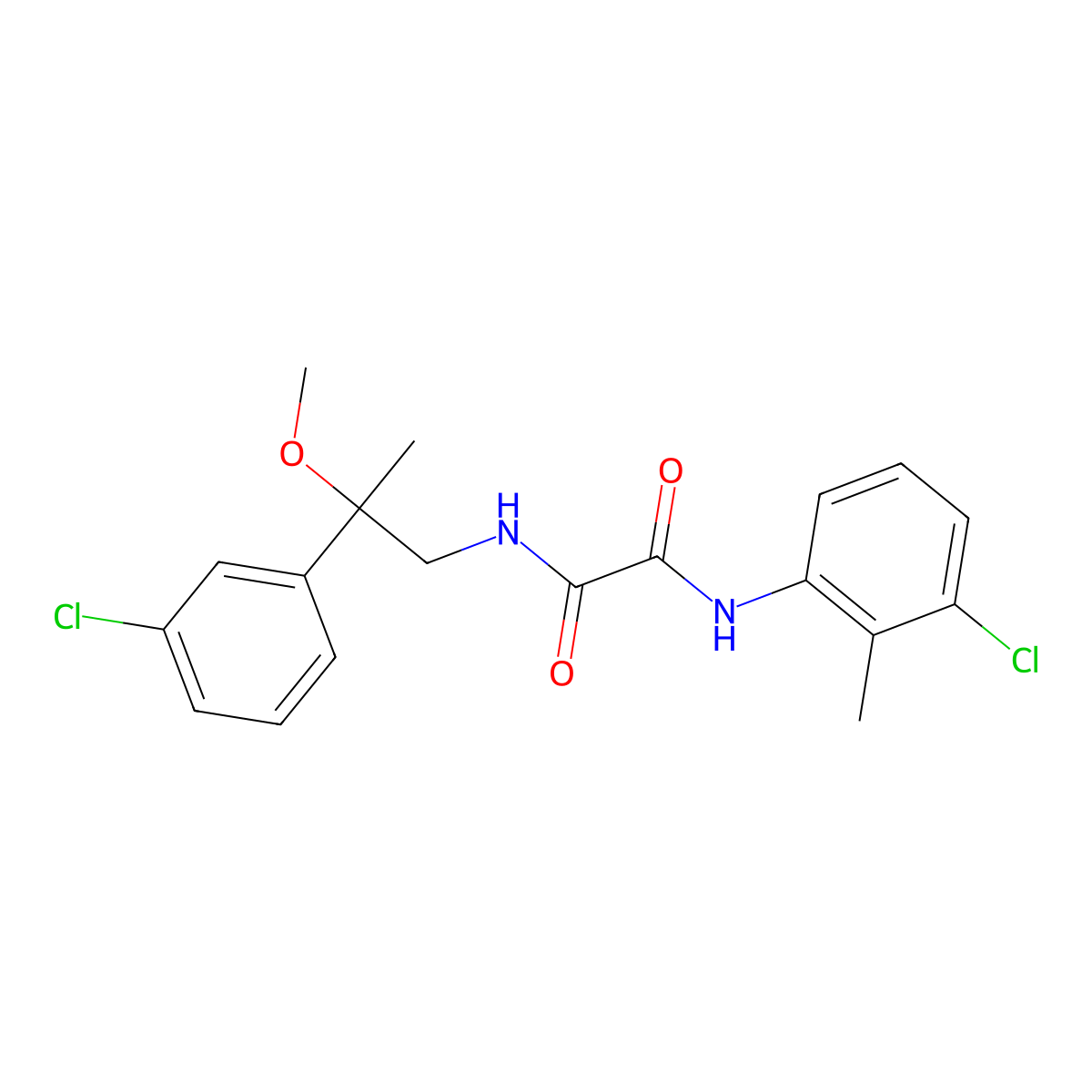 N1-(3-chloro-2-methylphenyl)-N2-(2-(3-chlorophenyl)-2-methoxypropyl)oxalamide molecular structure, CAS 1788784-36-0