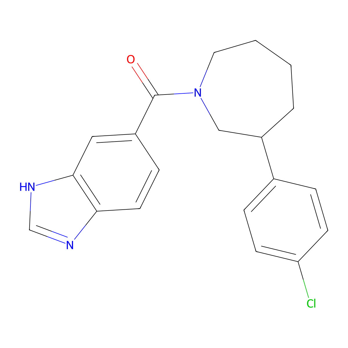 (1H-benzo[d]imidazol-5-yl)(3-(4-chlorophenyl)azepan-1-yl)methanone molecular structure, CAS 1788784-51-9