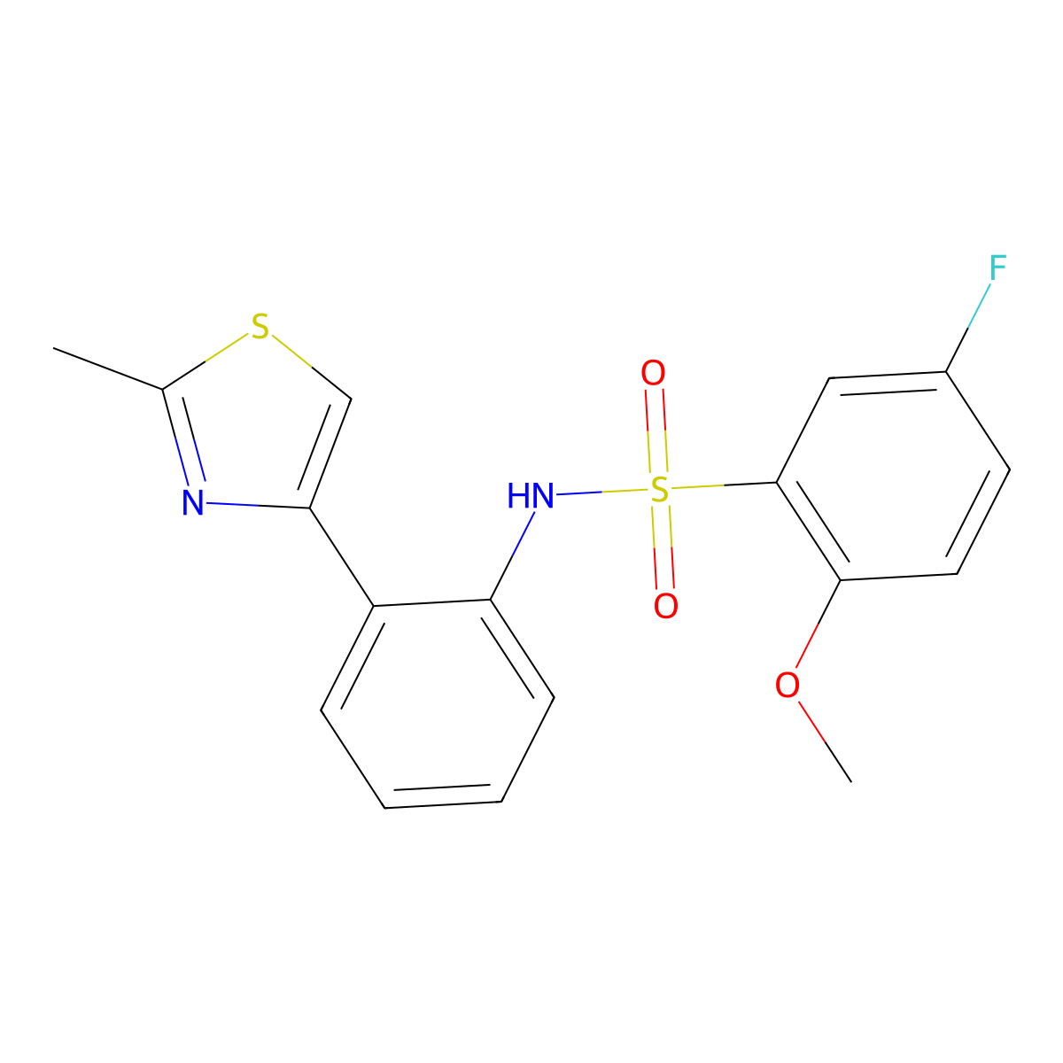 5-fluoro-2-methoxy-N-(2-(2-methylthiazol-4-yl)phenyl)benzenesulfonamide molecular structure, CAS 1788784-85-9