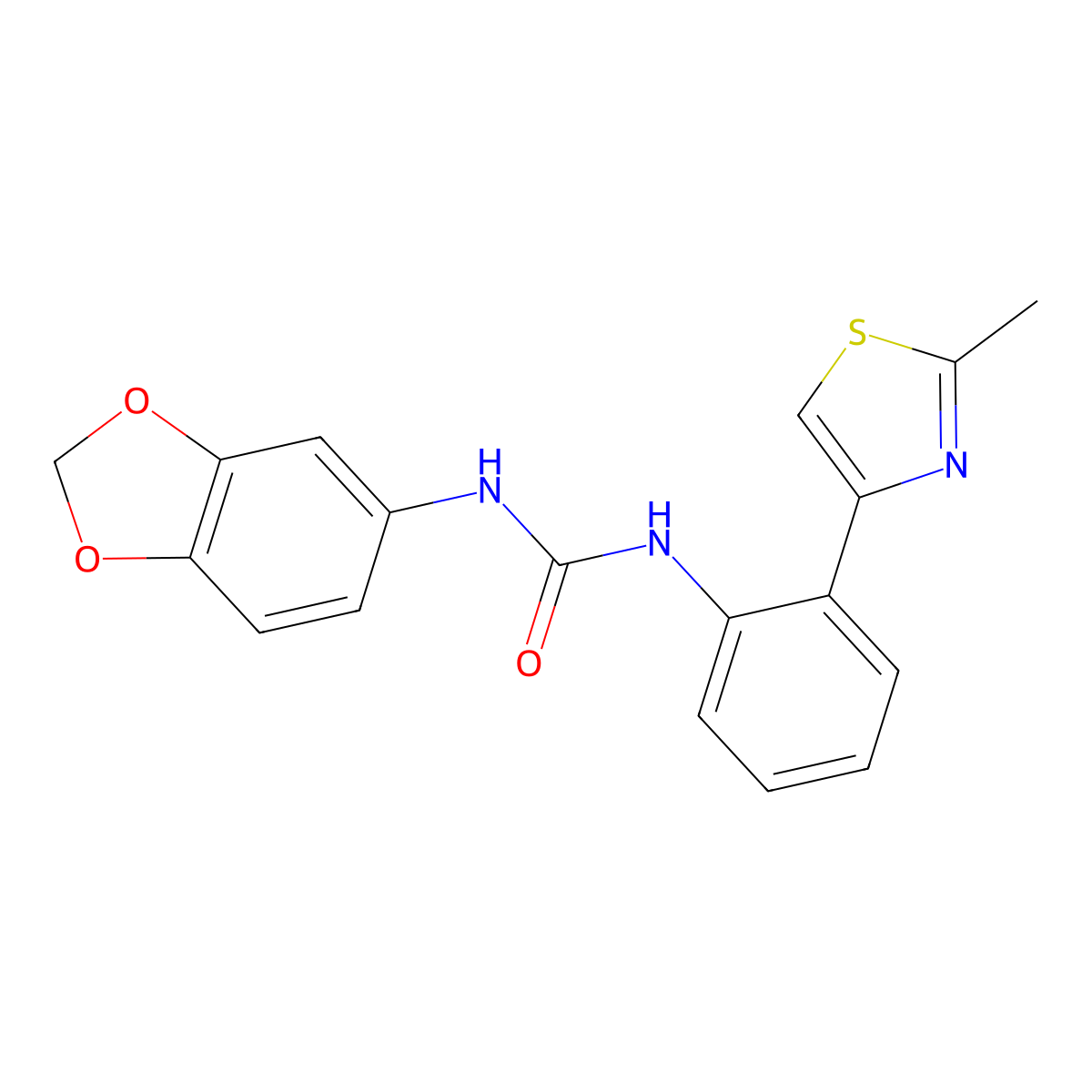 1-(Benzo[d][1,3]dioxol-5-yl)-3-(2-(2-methylthiazol-4-yl)phenyl)urea molecular structure, CAS 1788784-88-2