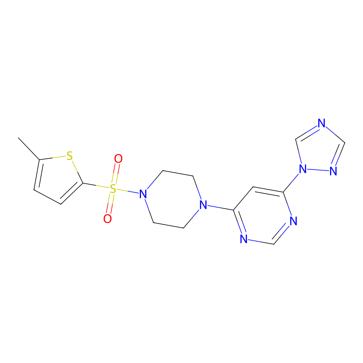 4-{4-[(5-methylthiophen-2-yl)sulfonyl]piperazin-1-yl}-6-(1H-1,2,4-triazol-1-yl)pyrimidine molecular structure, CAS 1788784-94-0