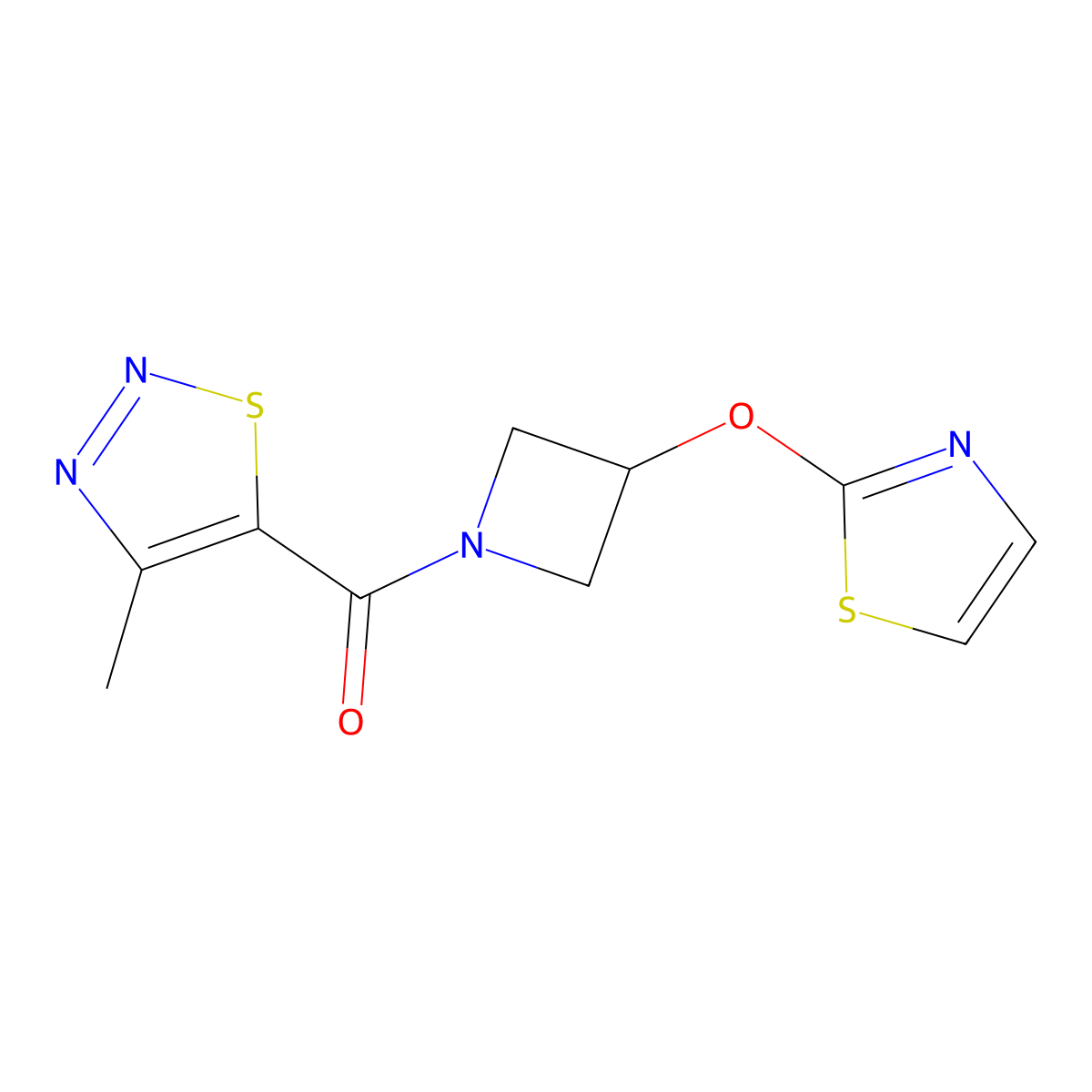 (4-Methyl-1,2,3-thiadiazol-5-yl)(3-(thiazol-2-yloxy)azetidin-1-yl)methanone molecular structure, CAS 1788784-95-1