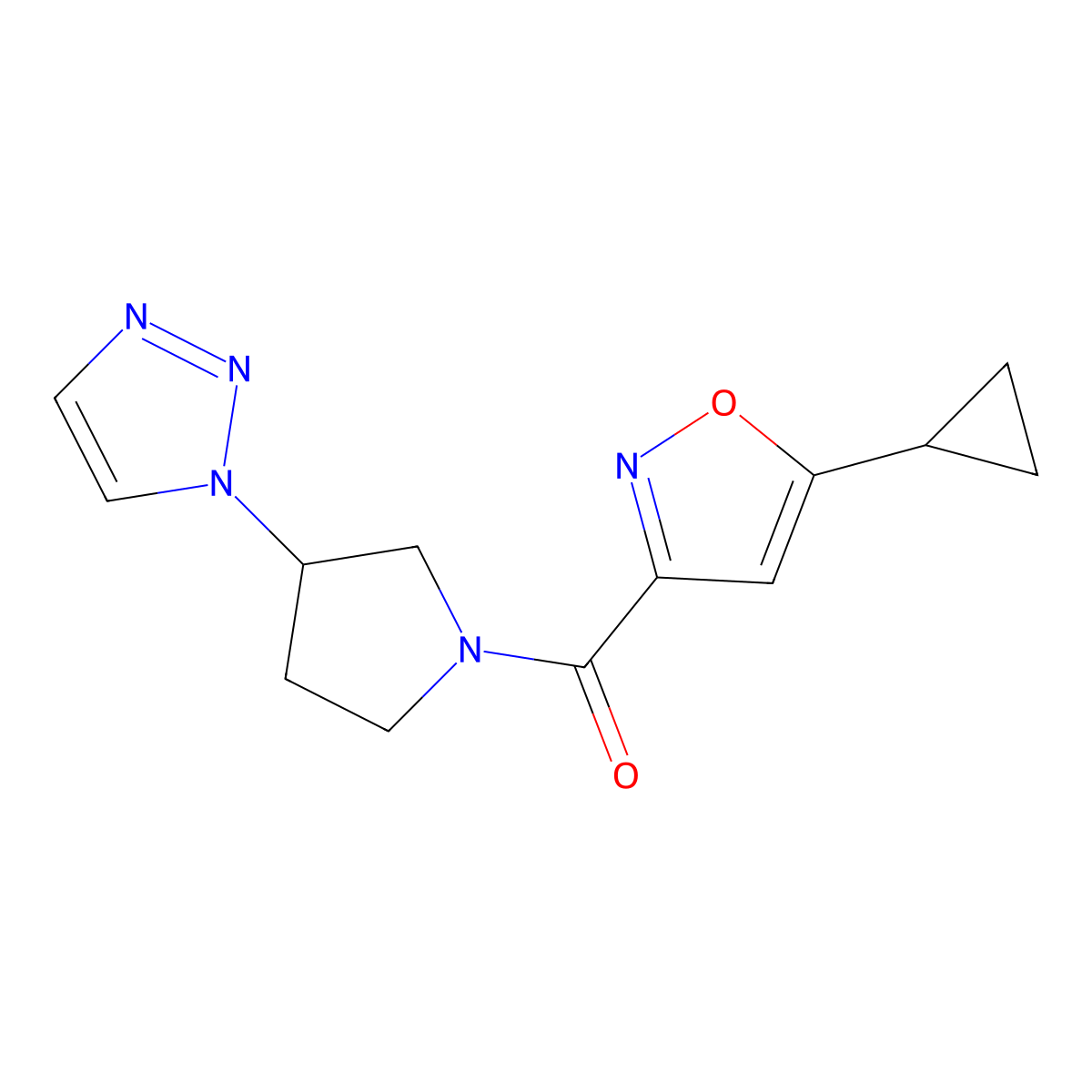 (3-(1H-1,2,3-triazol-1-yl)pyrrolidin-1-yl)(5-cyclopropylisoxazol-3-yl)methanone molecular structure, CAS 1788784-98-4