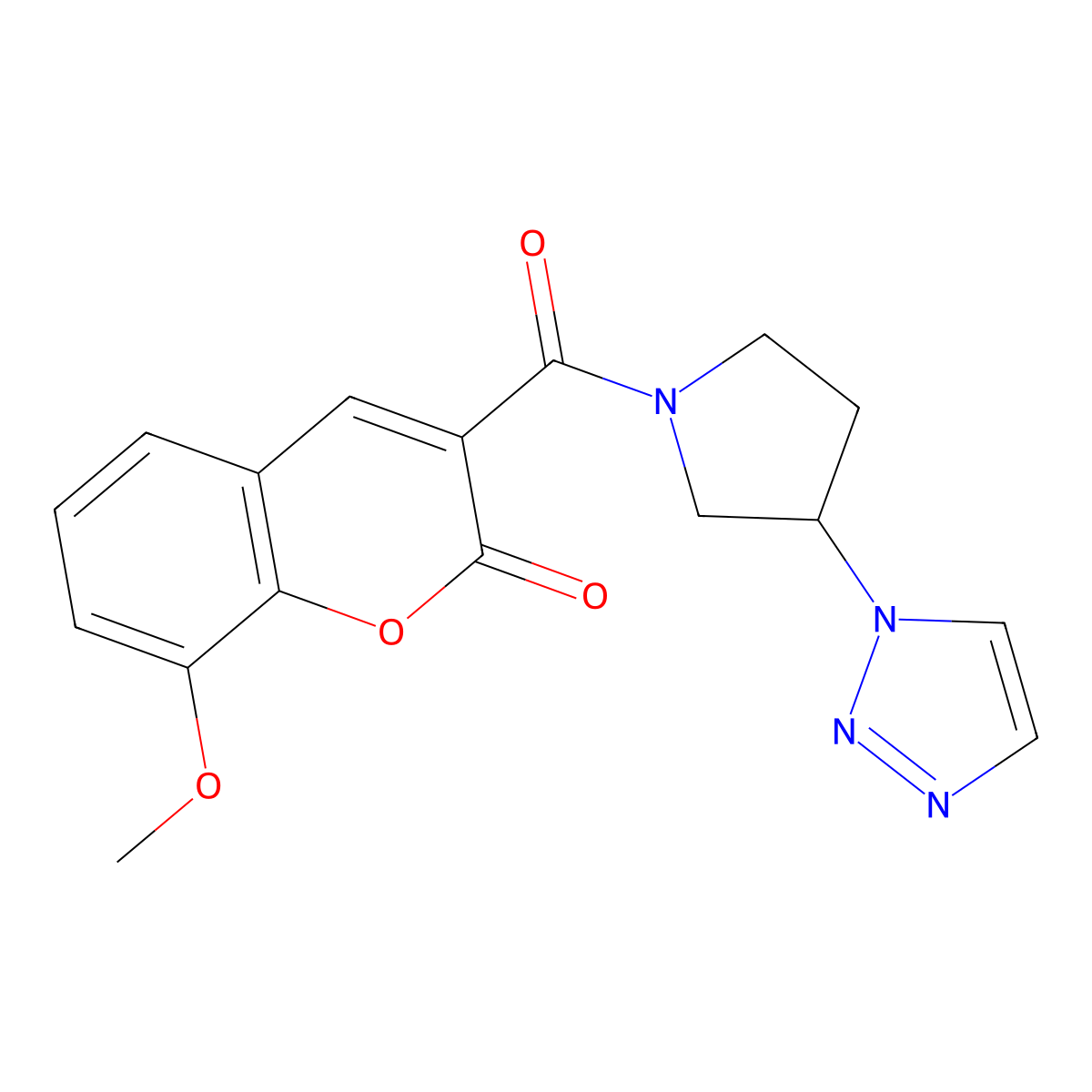 3-(3-(1H-1,2,3-triazol-1-yl)pyrrolidine-1-carbonyl)-8-methoxy-2H-chromen-2-one molecular structure, CAS 1788785-00-1