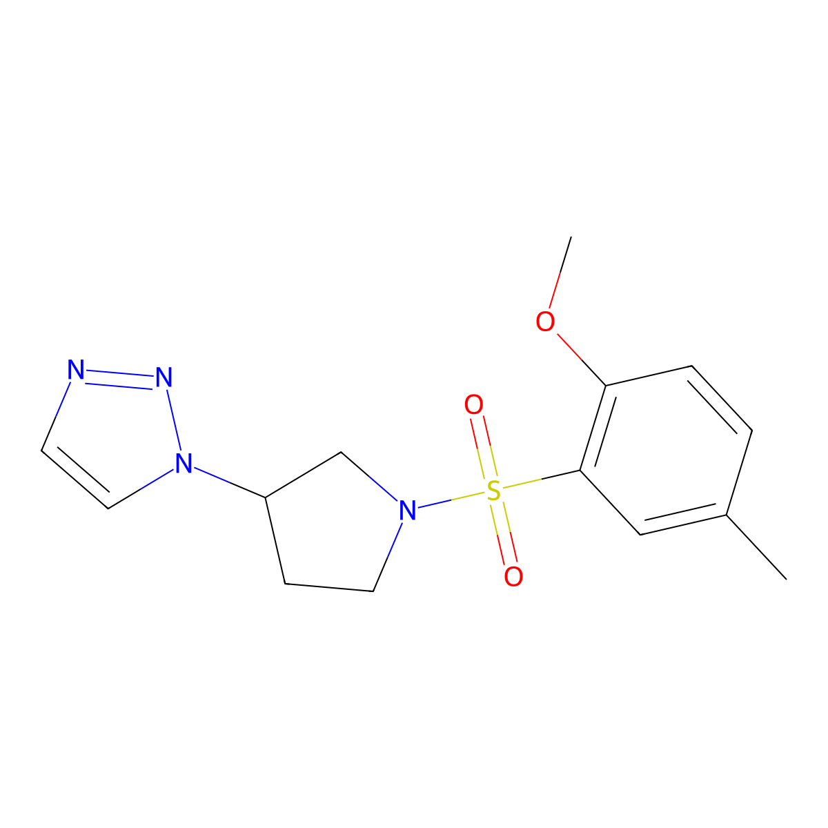 1-(1-((2-methoxy-5-methylphenyl)sulfonyl)pyrrolidin-3-yl)-1H-1,2,3-triazole molecular structure, CAS 1788785-01-2