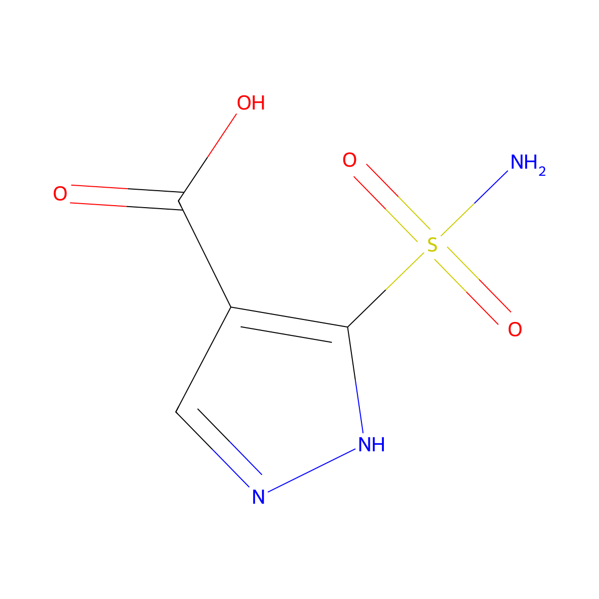 1H-Pyrazole-4-carboxylic acid, 3-(aminosulfonyl)- molecular structure, CAS 178880-04-1