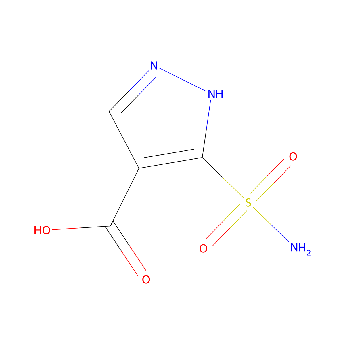 1H-Pyrazole-4-carboxylic acid, 3-(aminosulfonyl)- molecular structure, CAS 178880-04-1