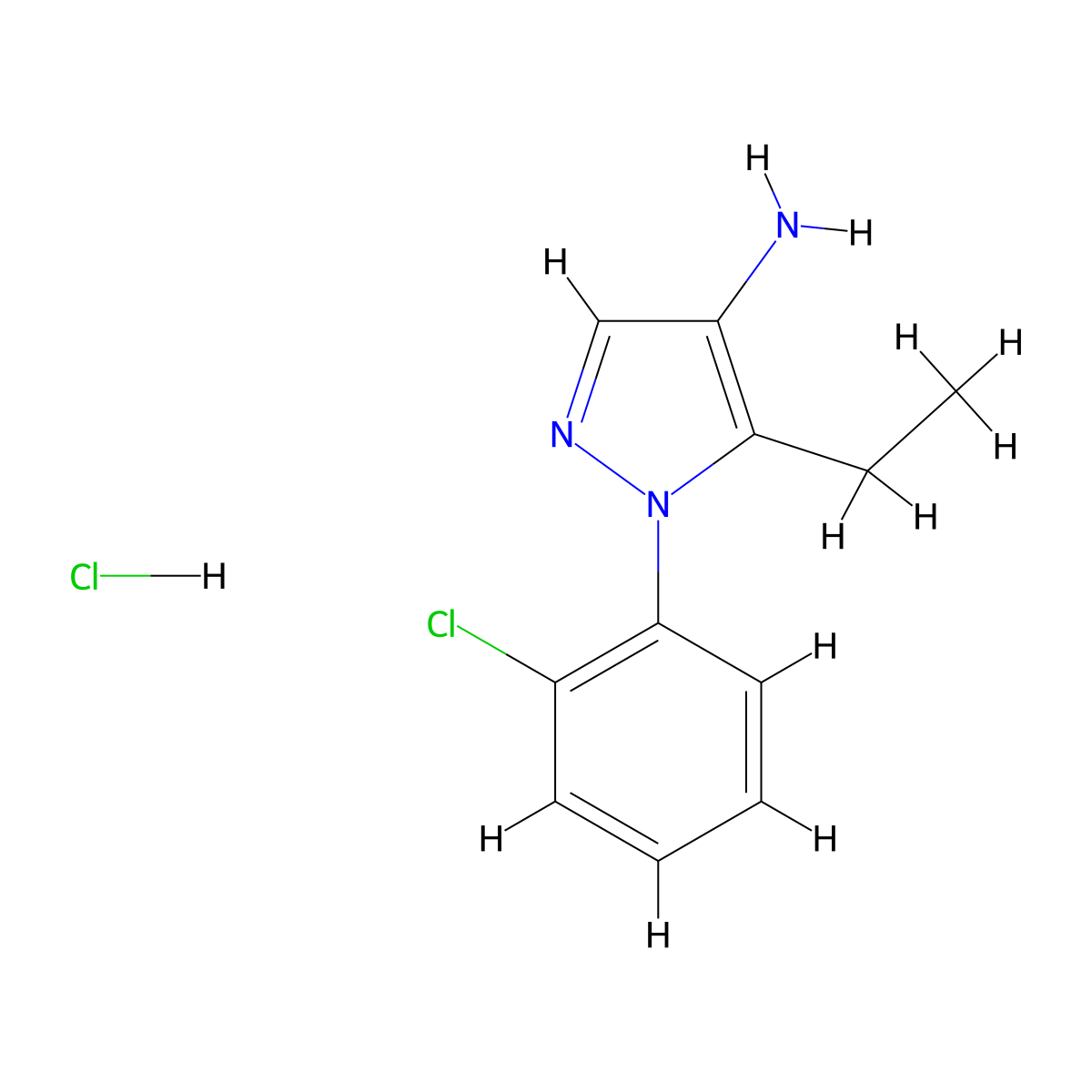 1-(2-chlorophenyl)-5-ethyl-1H-pyrazol-4-amine hydrochloride molecular structure, CAS 1788801-62-6