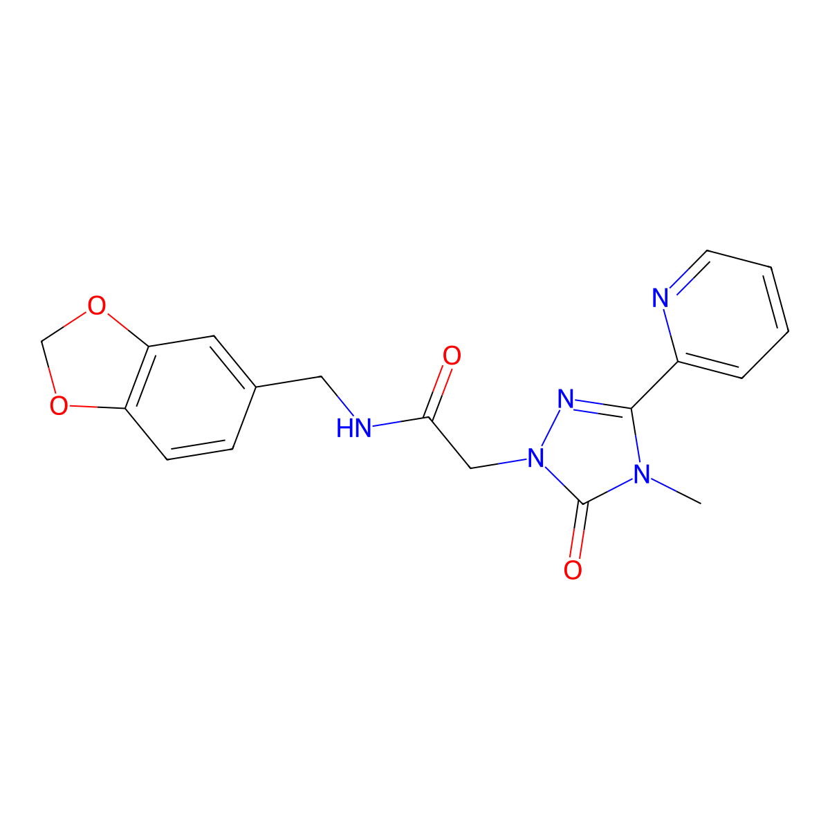 N-[(2H-1,3-benzodioxol-5-yl)methyl]-2-[4-methyl-5-oxo-3-(pyridin-2-yl)-4,5-dihydro-1H-1,2,4-triazol-1-yl]acetamide molecular structure, CAS 1788829-43-5