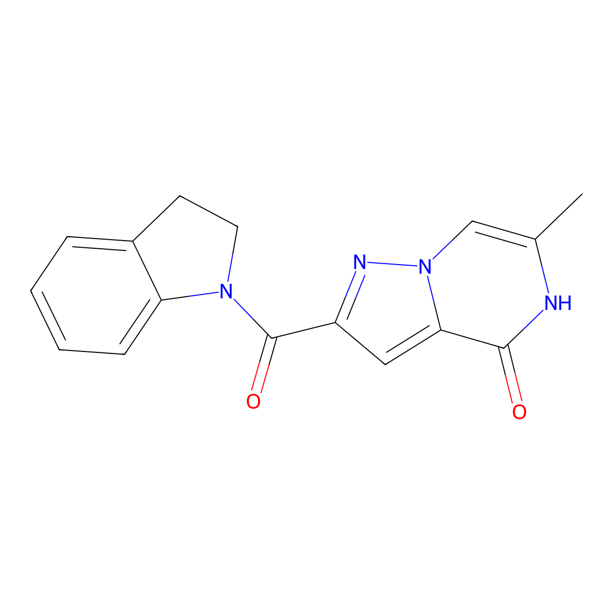 2-(indoline-1-carbonyl)-6-methylpyrazolo[1,5-a]pyrazin-4(5H)-one molecular structure, CAS 1788829-72-0
