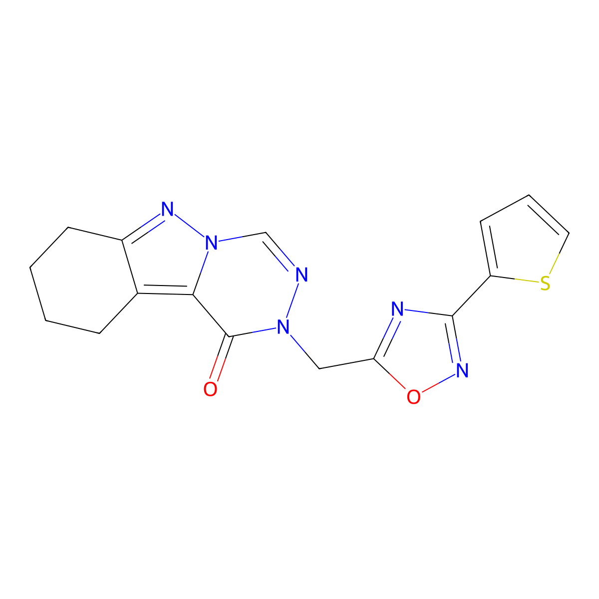 2-((3-(thiophen-2-yl)-1,2,4-oxadiazol-5-yl)methyl)-7,8,9,10-tetrahydro-[1,2,4]triazino[4,5-b]indazol-1(2H)-one molecular structure, CAS 1788829-96-8