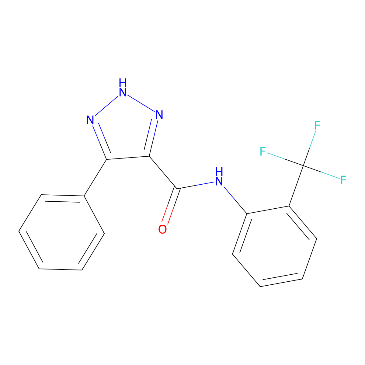 4-phenyl-N-(2-(trifluoromethyl)phenyl)-1H-1,2,3-triazole-5-carboxamide molecular structure, CAS 1788830-10-3