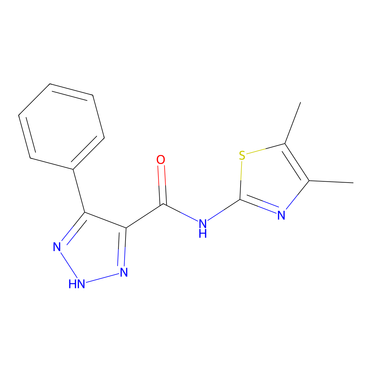 N-(4,5-dimethyl-1,3-thiazol-2-yl)-4-phenyl-1H-1,2,3-triazole-5-carboxamide molecular structure, CAS 1788830-17-0