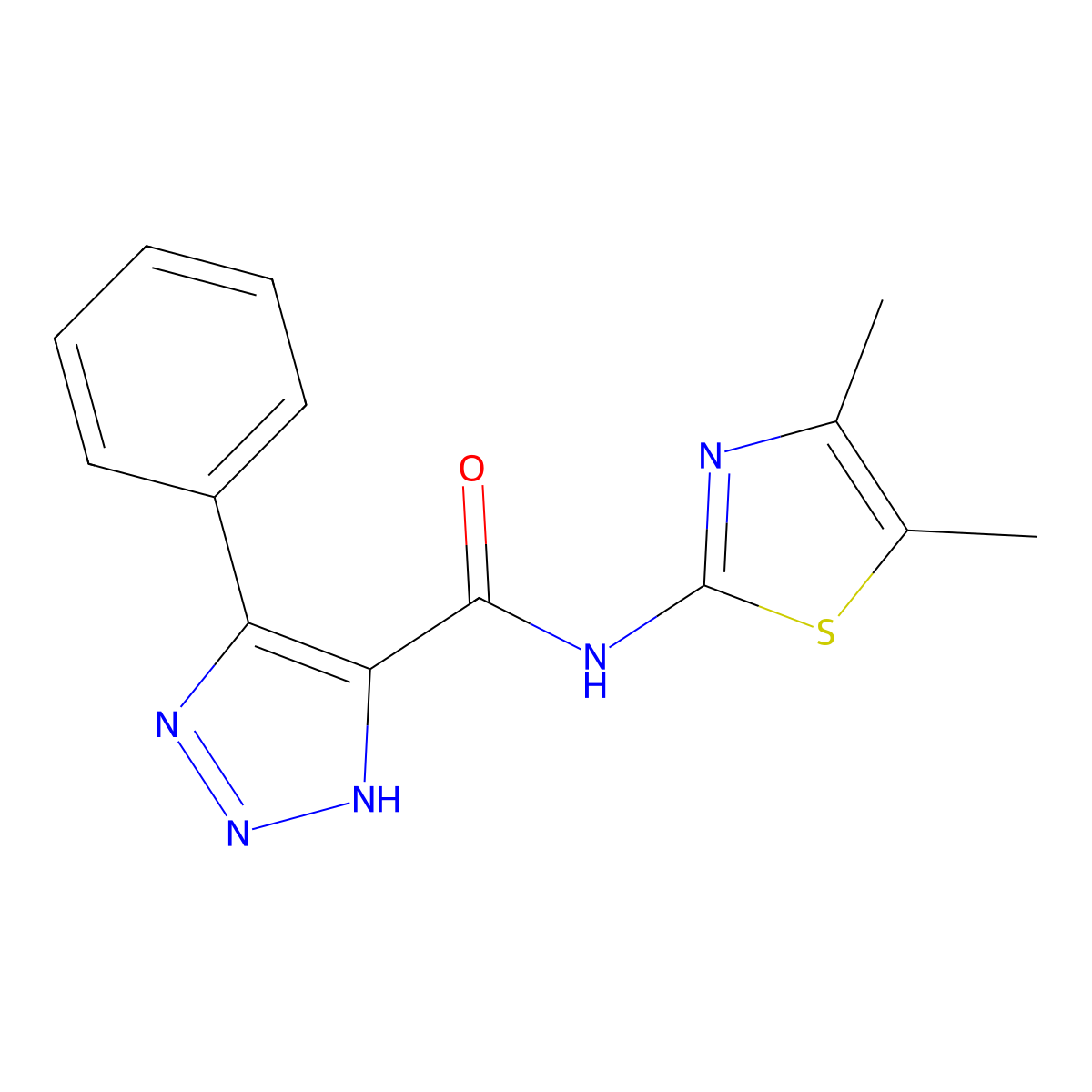 N-(4,5-dimethyl-1,3-thiazol-2-yl)-4-phenyl-1H-1,2,3-triazole-5-carboxamide molecular structure, CAS 1788830-17-0