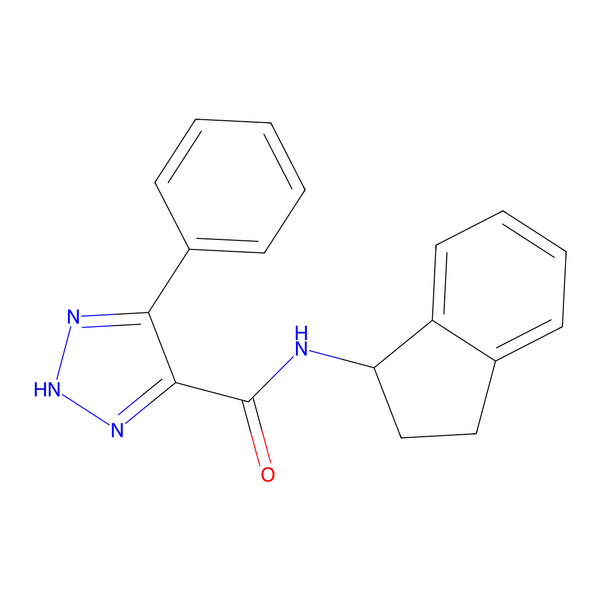 N-(2,3-dihydro-1H-inden-1-yl)-4-phenyl-1H-1,2,3-triazole-5-carboxamide molecular structure, CAS 1788830-44-3