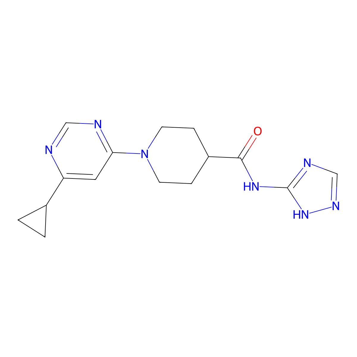 1-(6-cyclopropylpyrimidin-4-yl)-N-(1H-1,2,4-triazol-3-yl)piperidine-4-carboxamide molecular structure, CAS 1788830-65-8