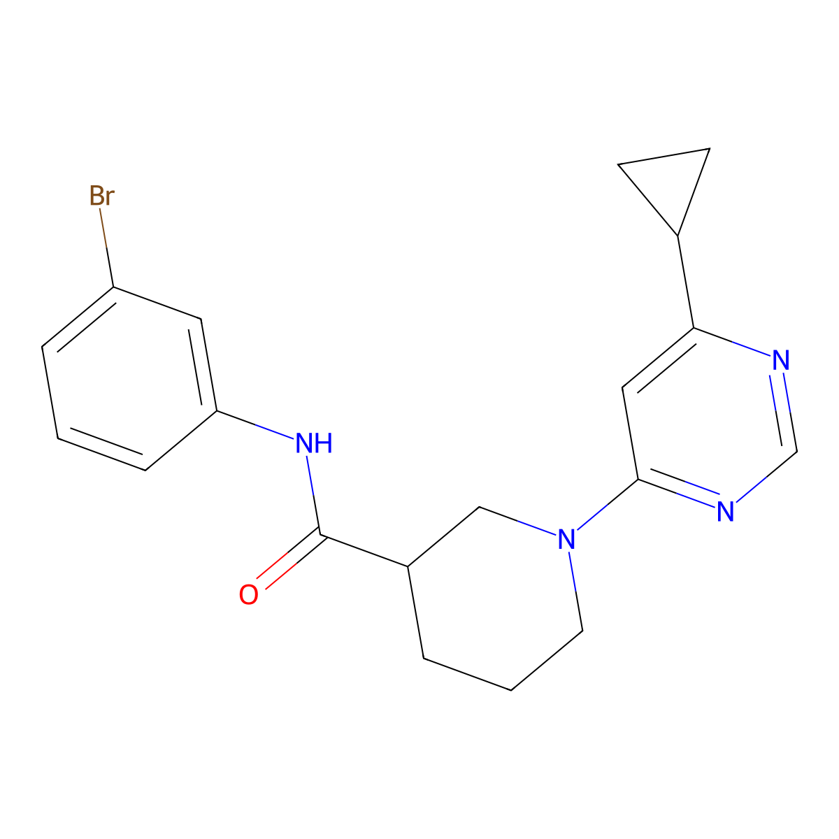 N-(3-bromophenyl)-1-(6-cyclopropylpyrimidin-4-yl)piperidine-3-carboxamide molecular structure, CAS 1788830-70-5