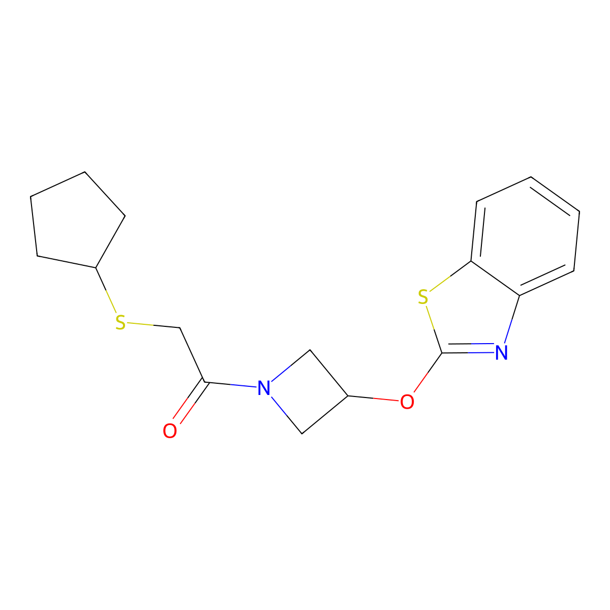 1-(3-(Benzo[d]thiazol-2-yloxy)azetidin-1-yl)-2-(cyclopentylthio)ethanone molecular structure, CAS 1788830-79-4