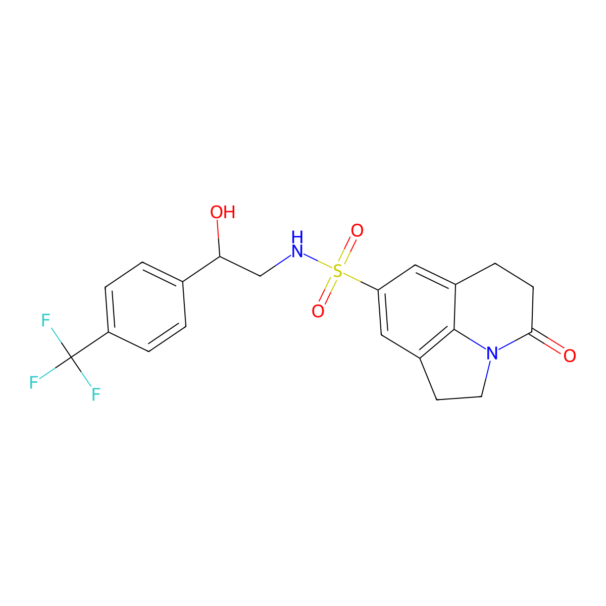 N-{2-hydroxy-2-[4-(trifluoromethyl)phenyl]ethyl}-11-oxo-1-azatricyclo[6.3.1.0^{4,12}]dodeca-4(12),5,7-triene-6-sulfonamide molecular structure, CAS 1788830-83-0