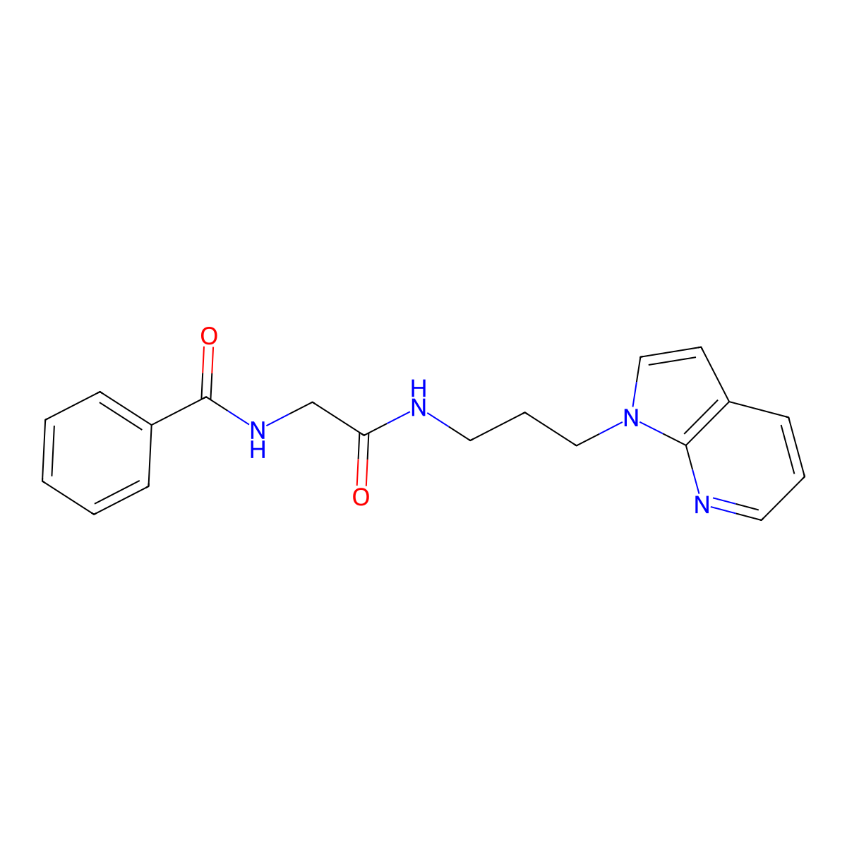 N-(2-((3-(1H-pyrrolo[2,3-b]pyridin-1-yl)propyl)amino)-2-oxoethyl)benzamide molecular structure, CAS 1788830-85-2
