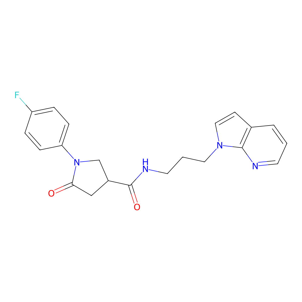 N-(3-(1H-pyrrolo[2,3-b]pyridin-1-yl)propyl)-1-(4-fluorophenyl)-5-oxopyrrolidine-3-carboxamide molecular structure, CAS 1788830-92-1