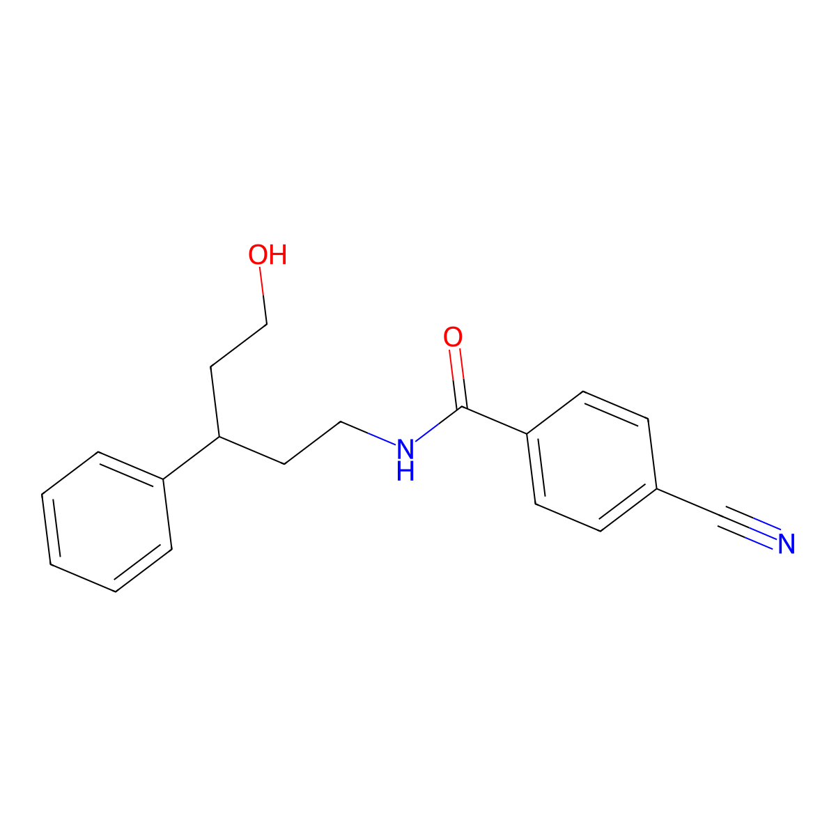 4-cyano-N-(5-hydroxy-3-phenylpentyl)benzamide molecular structure, CAS 1788833-27-1