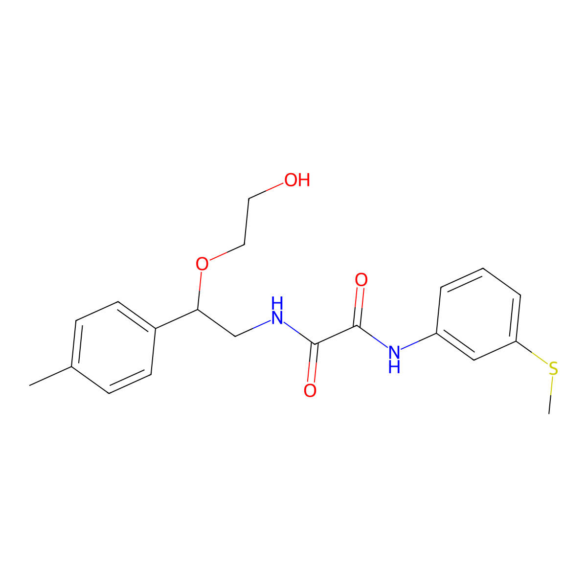 N1-(2-(2-hydroxyethoxy)-2-(p-tolyl)ethyl)-N2-(3-(methylthio)phenyl)oxalamide molecular structure, CAS 1788833-85-1