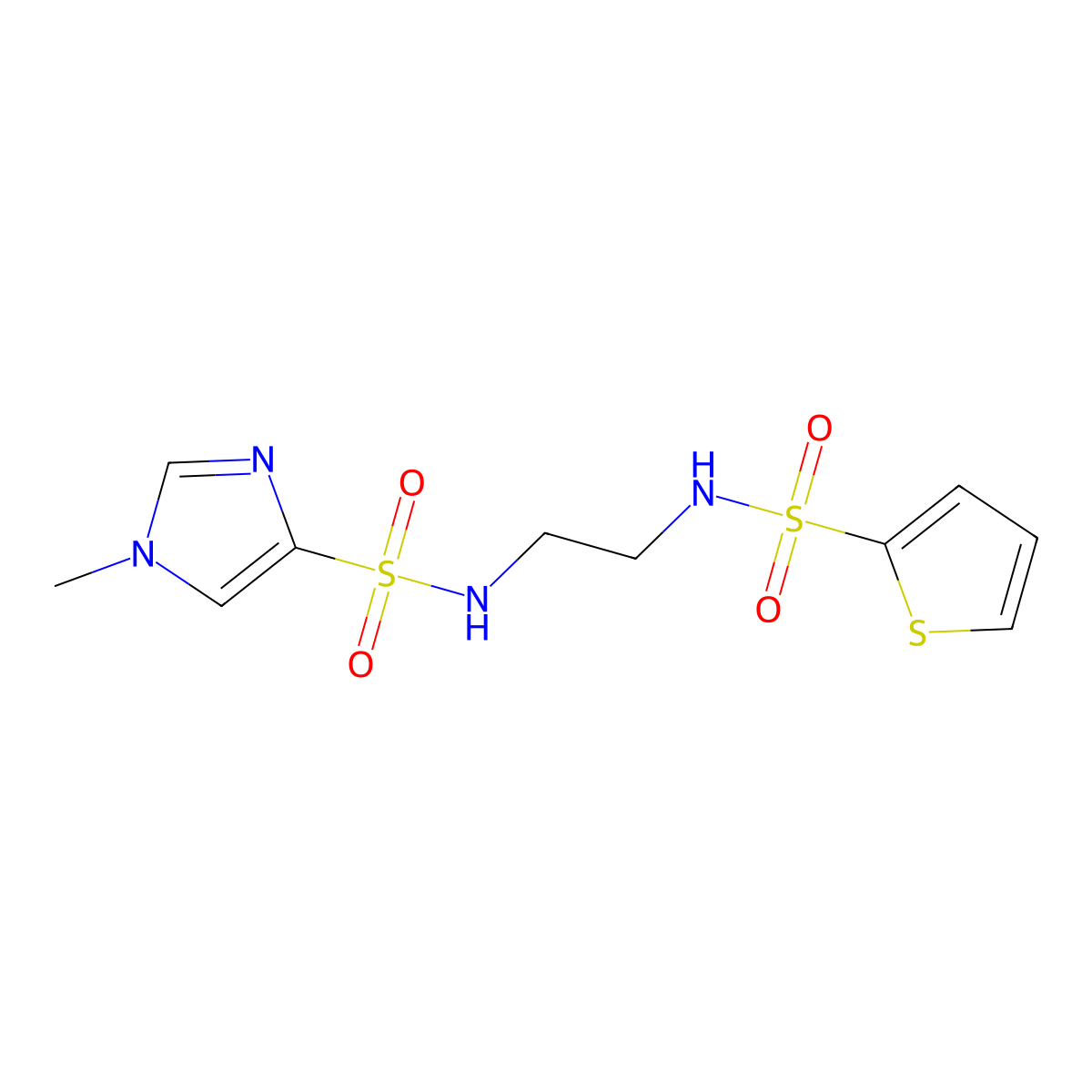 1-methyl-N-(2-(thiophene-2-sulfonamido)ethyl)-1H-imidazole-4-sulfonamide molecular structure, CAS 1788833-98-6