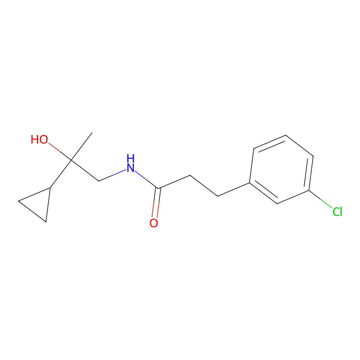 3-(3-chlorophenyl)-N-(2-cyclopropyl-2-hydroxypropyl)propanamide molecular structure, CAS 1788842-68-1