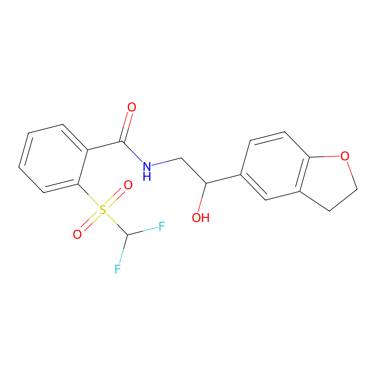 2-((difluoromethyl)sulfonyl)-N-(2-(2,3-dihydrobenzofuran-5-yl)-2-hydroxyethyl)benzamide molecular structure, CAS 1788842-80-7