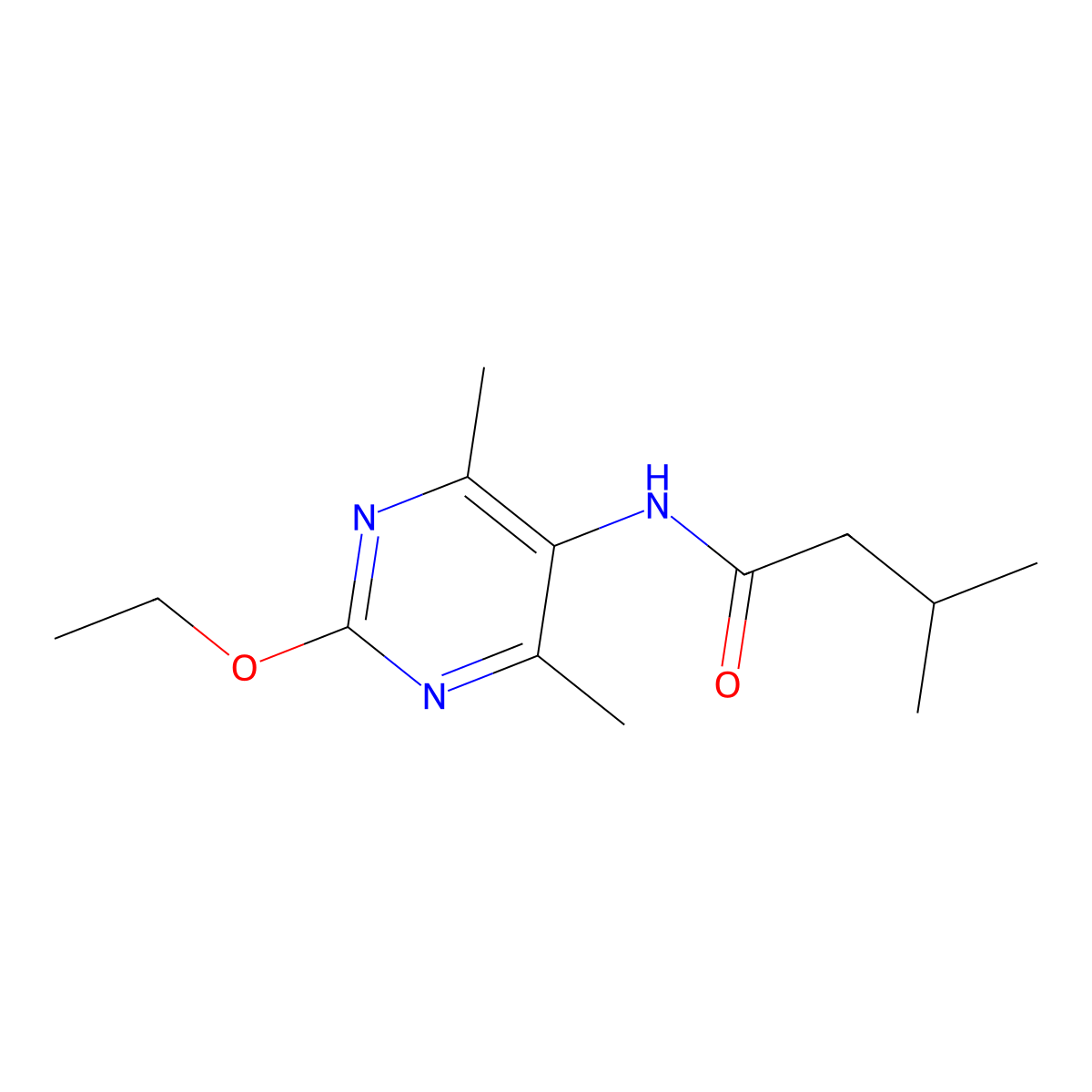 N-(2-ethoxy-4,6-dimethylpyrimidin-5-yl)-3-methylbutanamide molecular structure, CAS 1788842-96-5