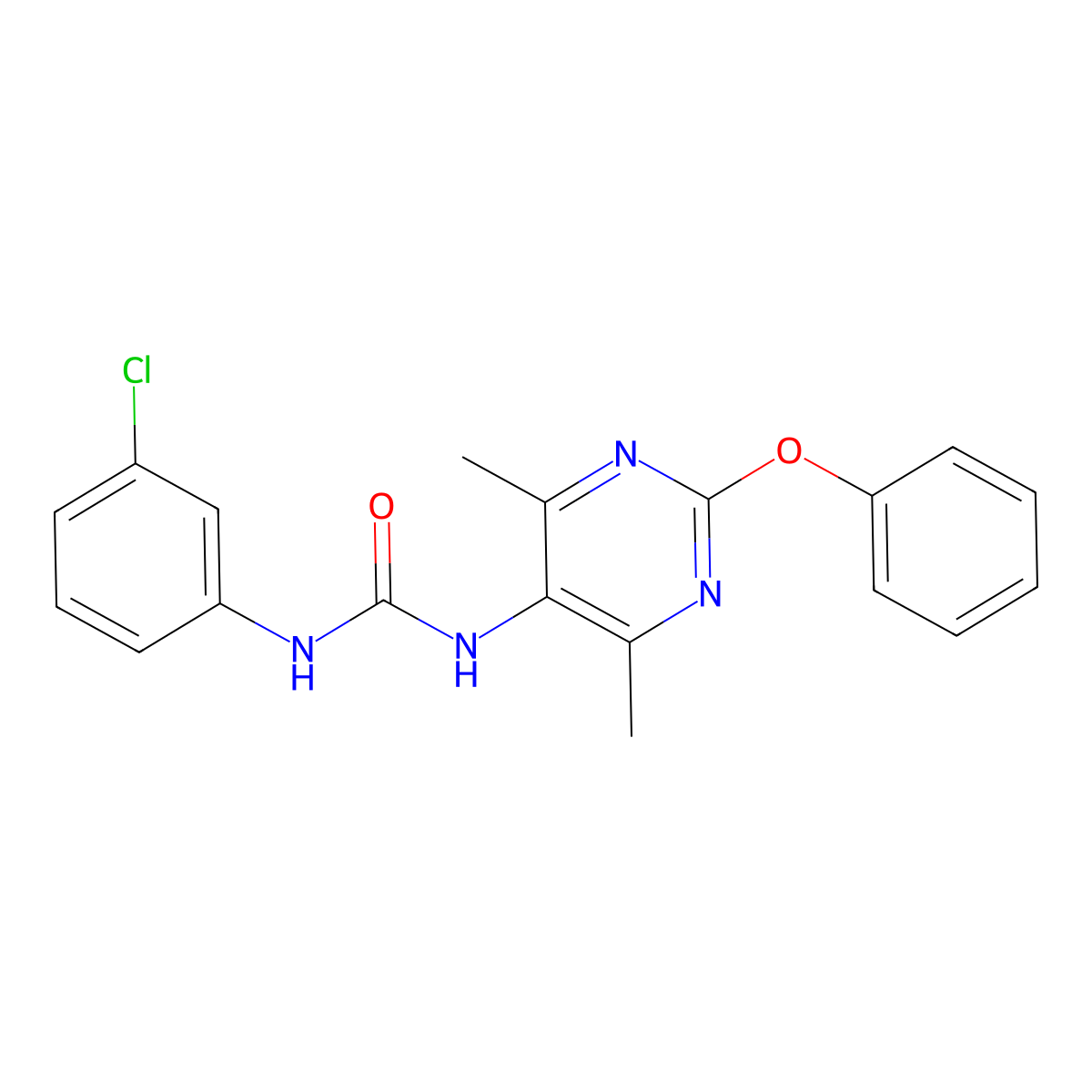 1-(3-Chlorophenyl)-3-(4,6-dimethyl-2-phenoxypyrimidin-5-yl)urea molecular structure, CAS 1788843-09-3