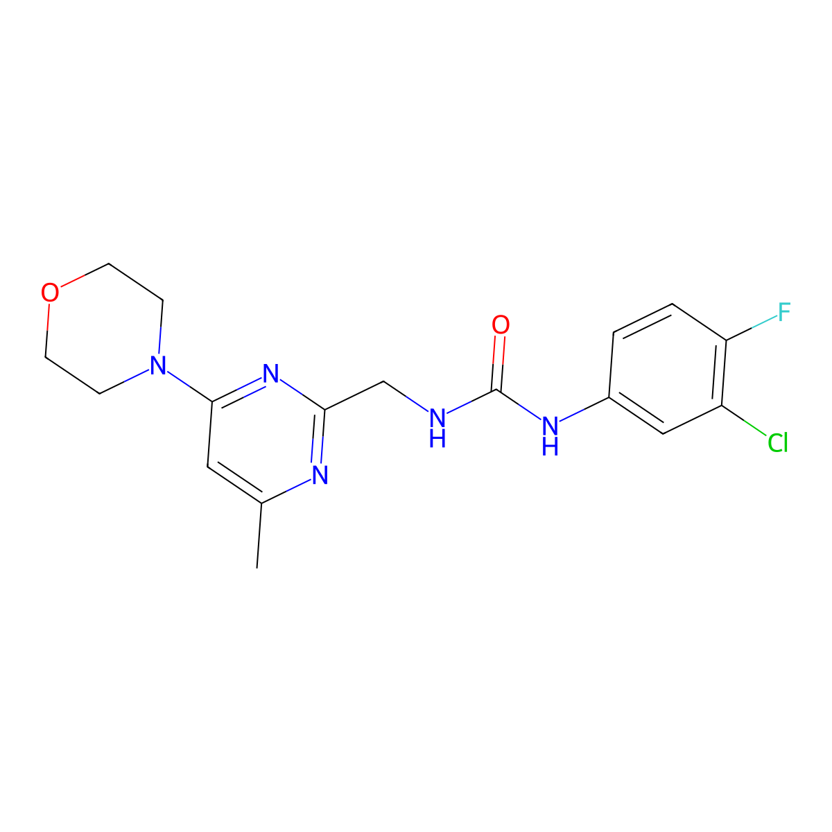 1-(3-Chloro-4-fluorophenyl)-3-((4-methyl-6-morpholinopyrimidin-2-yl)methyl)urea molecular structure, CAS 1788843-25-3