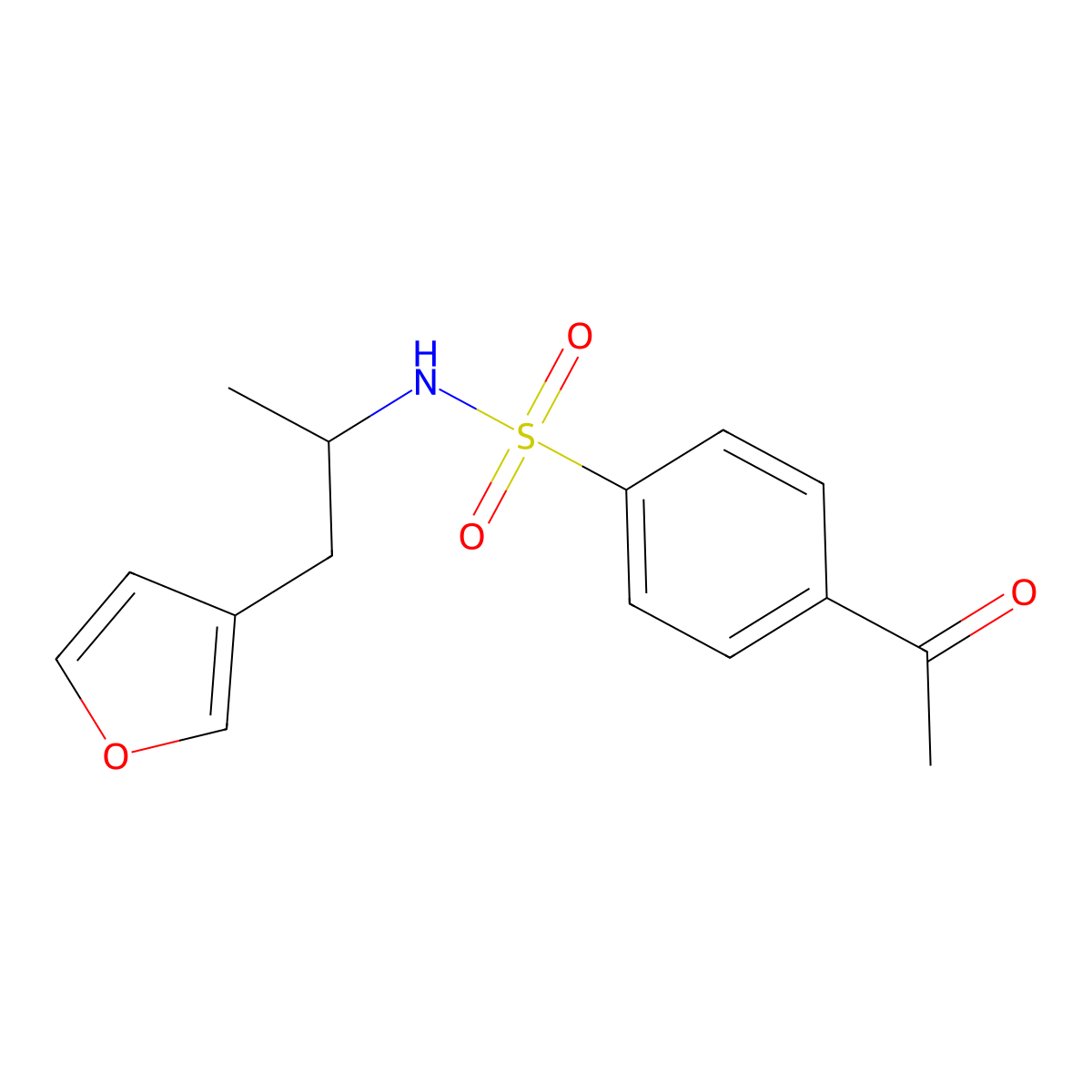 4-acetyl-N-(1-(furan-3-yl)propan-2-yl)benzenesulfonamide molecular structure, CAS 1788843-38-8