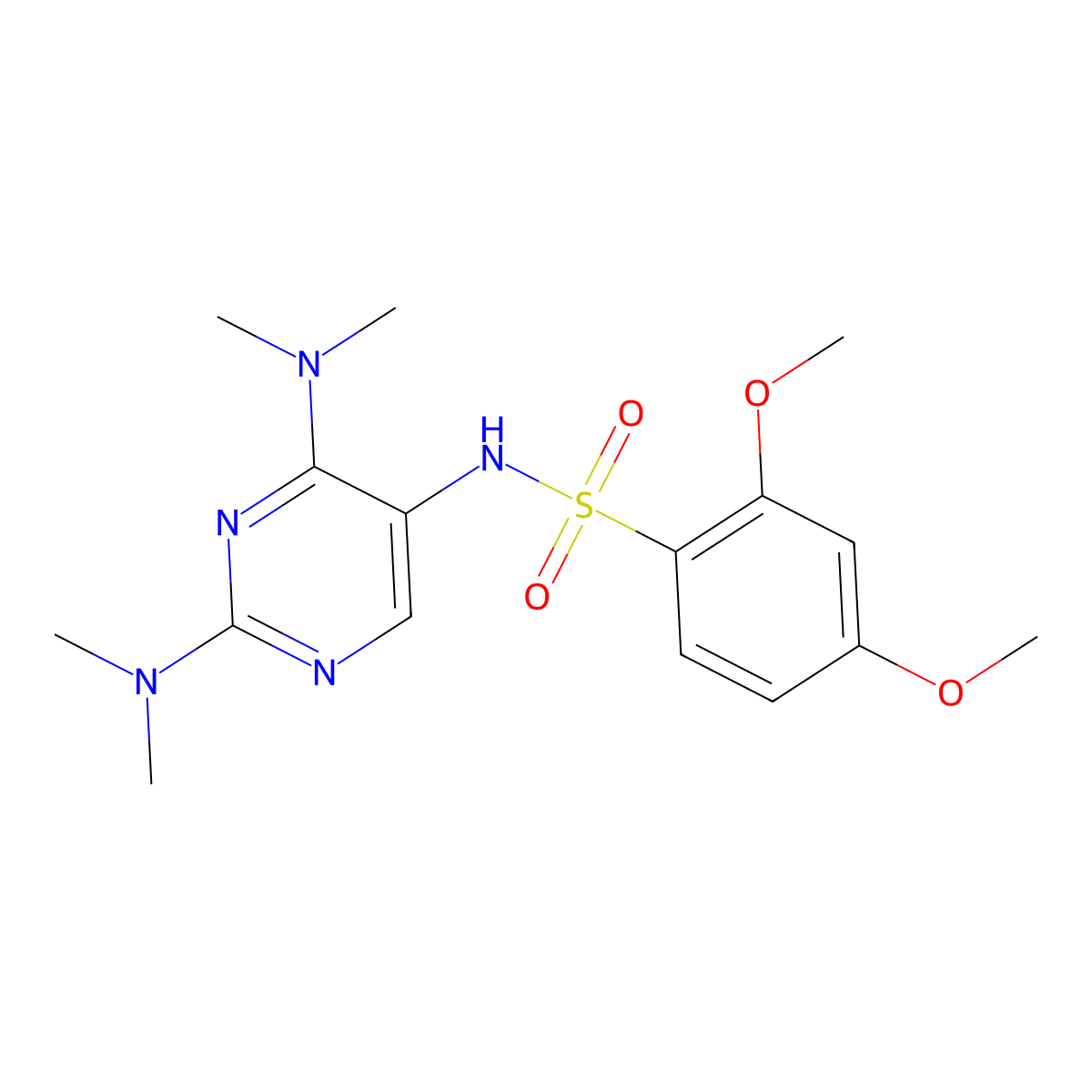 N-(2,4-bis(dimethylamino)pyrimidin-5-yl)-2,4-dimethoxybenzenesulfonamide molecular structure, CAS 1788843-42-4