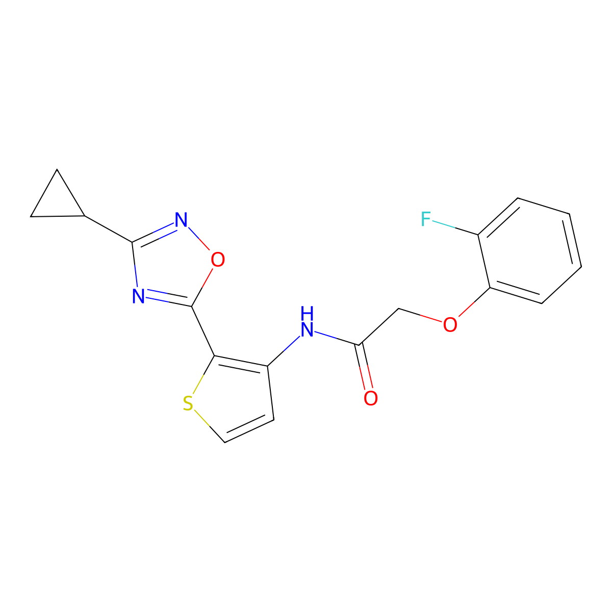 N-[2-(3-cyclopropyl-1,2,4-oxadiazol-5-yl)thiophen-3-yl]-2-(2-fluorophenoxy)acetamide molecular structure, CAS 1788843-57-1