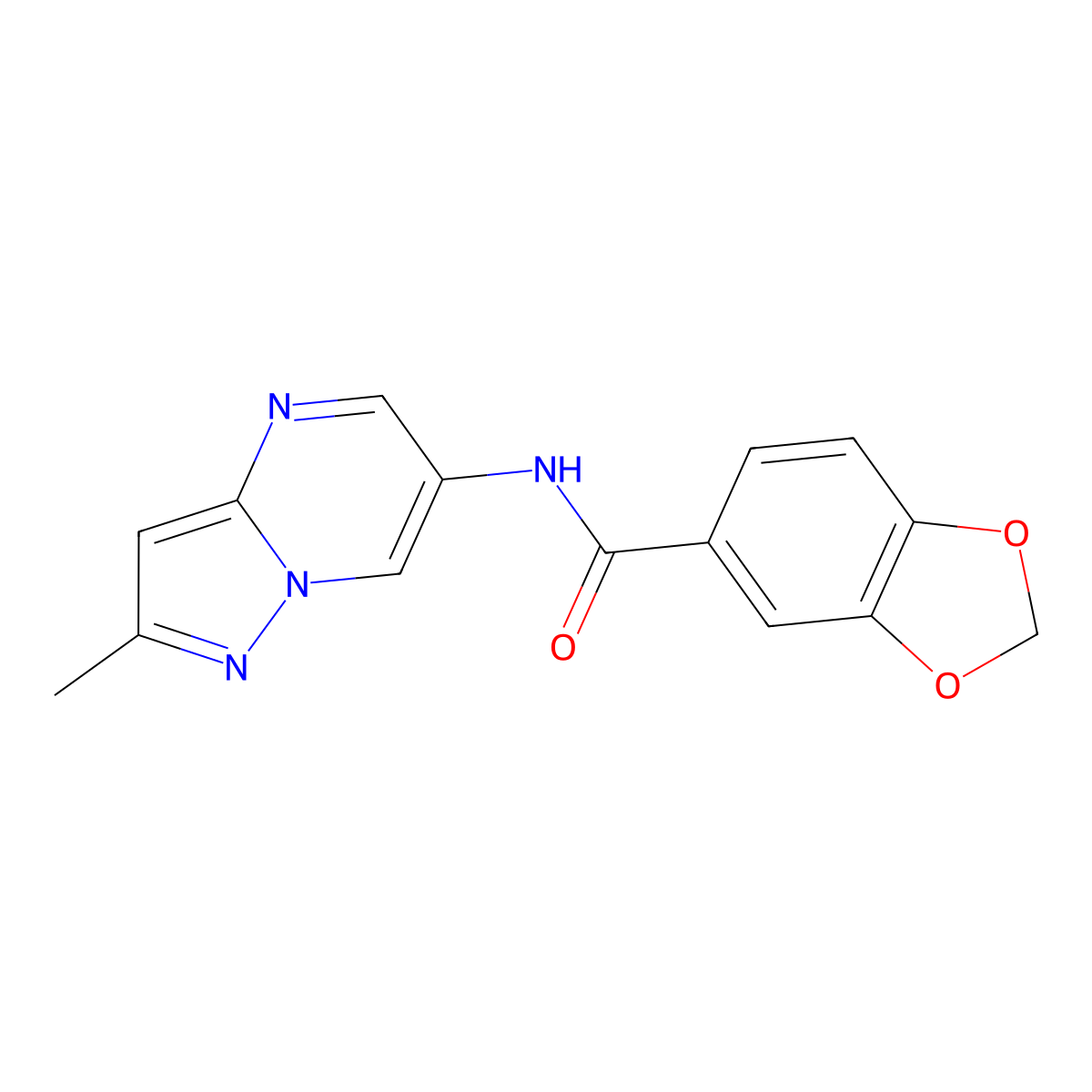 N-(2-methylpyrazolo[1,5-a]pyrimidin-6-yl)benzo[d][1,3]dioxole-5-carboxamide molecular structure, CAS 1788843-76-4