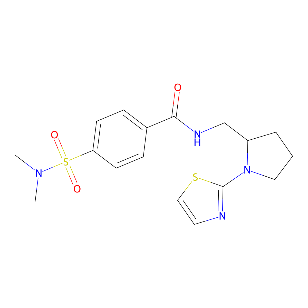 4-(N,N-dimethylsulfamoyl)-N-((1-(thiazol-2-yl)pyrrolidin-2-yl)methyl)benzamide molecular structure, CAS 1788844-18-7