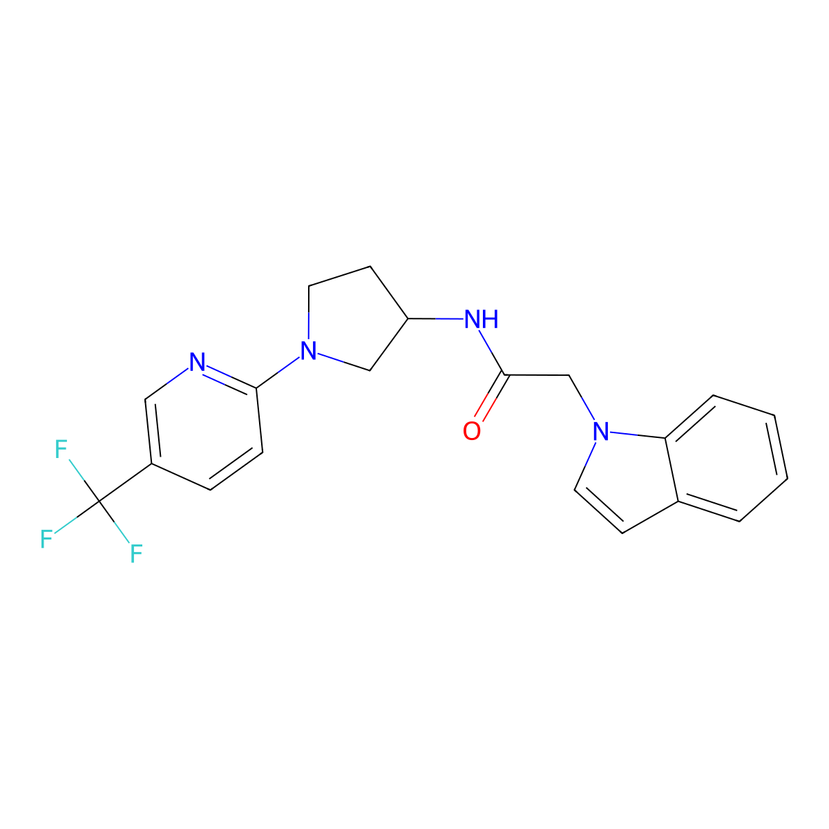 2-(1H-indol-1-yl)-N-{1-[5-(trifluoromethyl)pyridin-2-yl]pyrrolidin-3-yl}acetamide molecular structure, CAS 1788844-53-0
