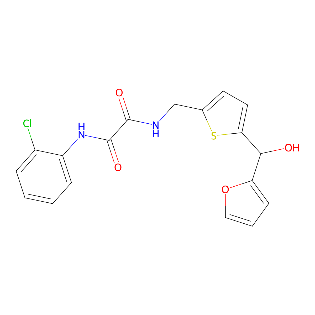 N1-(2-chlorophenyl)-N2-((5-(furan-2-yl(hydroxy)methyl)thiophen-2-yl)methyl)oxalamide molecular structure, CAS 1788844-56-3
