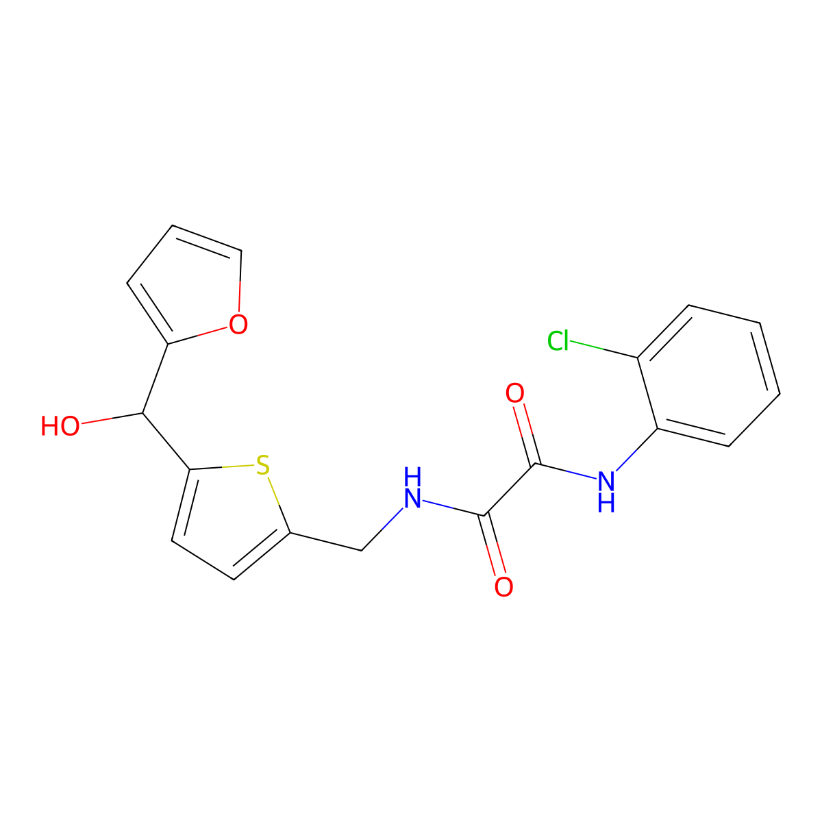 N1-(2-chlorophenyl)-N2-((5-(furan-2-yl(hydroxy)methyl)thiophen-2-yl)methyl)oxalamide molecular structure, CAS 1788844-56-3